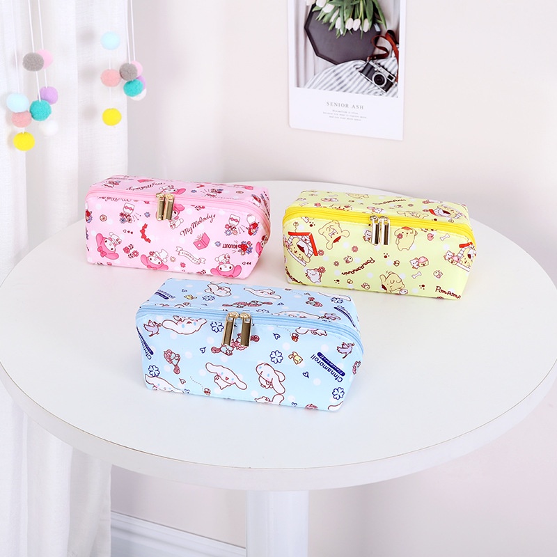 Túi Đựng Bút Chì / Mỹ Phẩm Cỡ Lớn Hình Sanrio Kuromi Cinnamon Hello Kitty Dễ Thương Cho Học Sinh