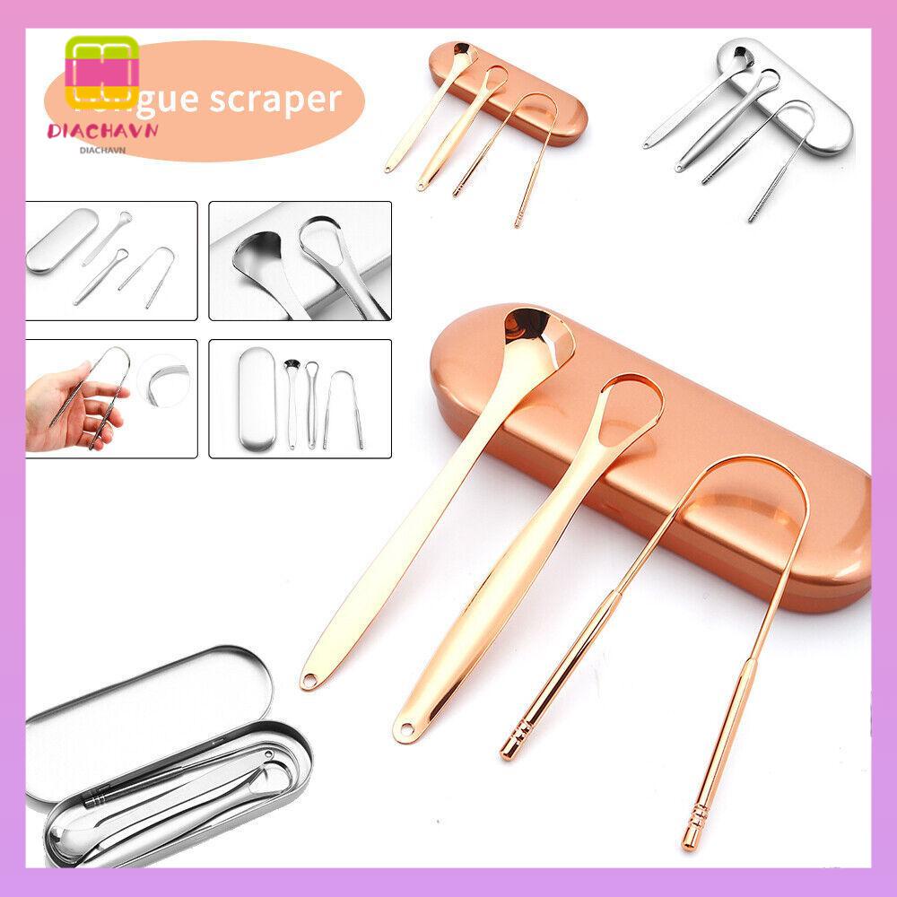 DIACHAVN Set 3 Dụng Cụ Làm Sạch Lưỡi Bằng Thép Không Gỉ Cho Nam