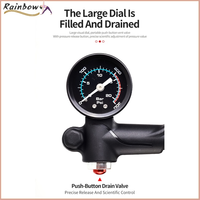 Bơm Hơi Áp Suất Cao 300 Psi Cho Phuộc Trước / Sau Xe Đạp Leo Núi