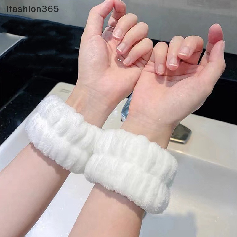 Set 2 Cặp Băng Đeo Cổ Tay Thấm Hút Mồ Hôi Khi Rửa Mặt / Lau Nước ifashion365