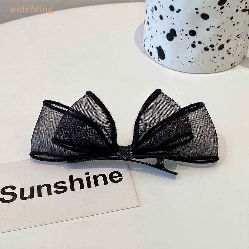 Kẹp Tóc Nơ Lưới Hai Lớp Phối Ren Màu Đen Thời Trang 2023 Dành Cho Bạn Nữ