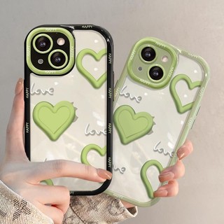Ốp Điện Thoại Họa Tiết Trái Tim Màu Xanh Lá Chống Rơi Cho IPhone 7 7plus 8 8plus Xs XR 11 12 13 14 Pro Plus Promax