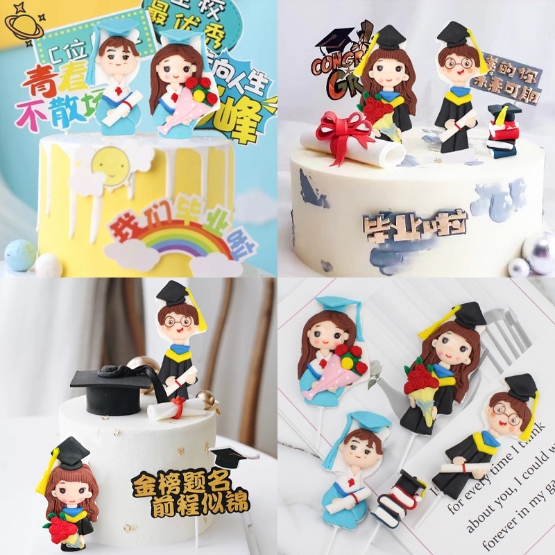 Búp Bê Trang Trí Bánh Kem Bằng Acrylic Cho Lễ Tốt Nghiệp