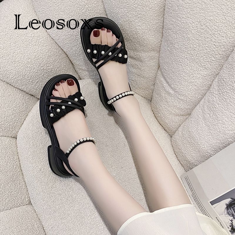 Leosoxs dép sandal nữ dép nữ dép bánh mì nữ dép bánh mì Chống Trượt 070514