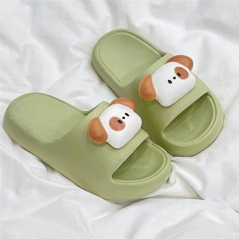 Dép Đi Trong Nhà Đế Dày Chống Trượt Màu Trắng Hình Cún Dễ Thương Cho Nữ