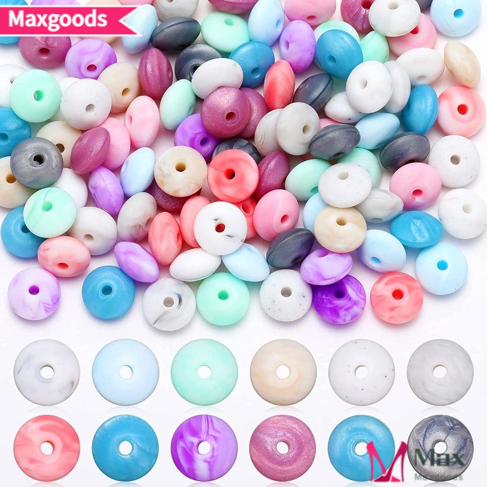 MAXG Set 240 Hạt Xỏ Lỗ Tròn 12mm Bằng Silicon Nhiều Màu Sắc Dùng Để Làm Đồ Trang Sức Thủ Công