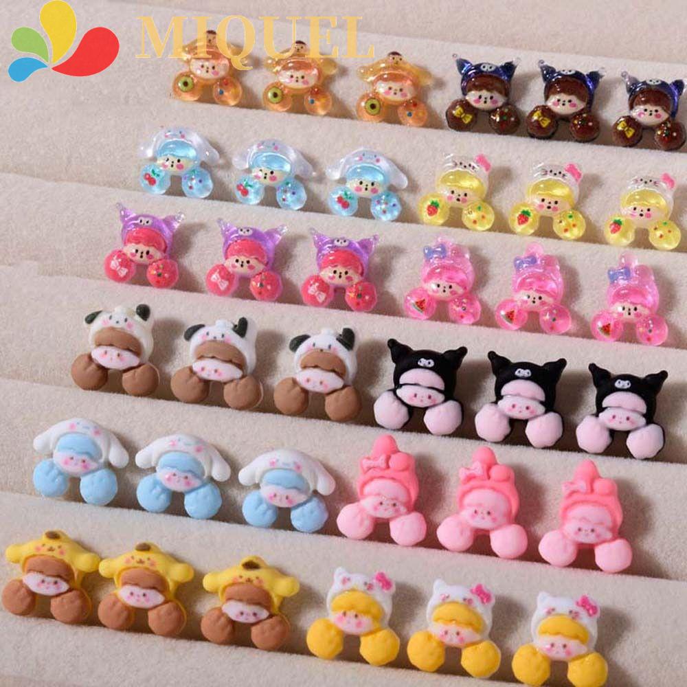 MIQUEL Set 10 Phụ Kiện Trang Trí Móng Tay Nghệ Thuật Kuromi Kuromi Màu Sắc Ngẫu Nhiên Hình Mèo Kitty Đáng Yêu