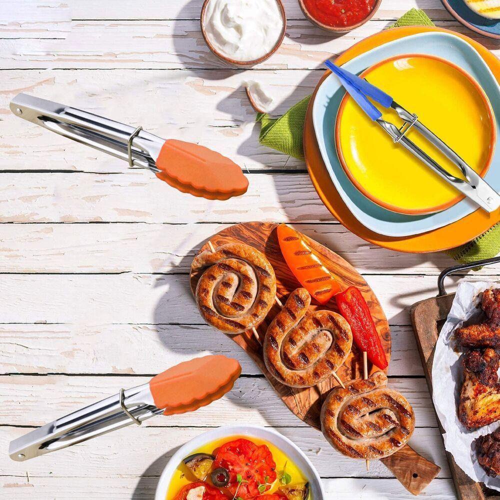 YNATURAL Kẹp Gắp Thức Ăn Bằng Silicone Tay Cầm Inox 7-inch Tiện Dụng Cho Nhà Bếp