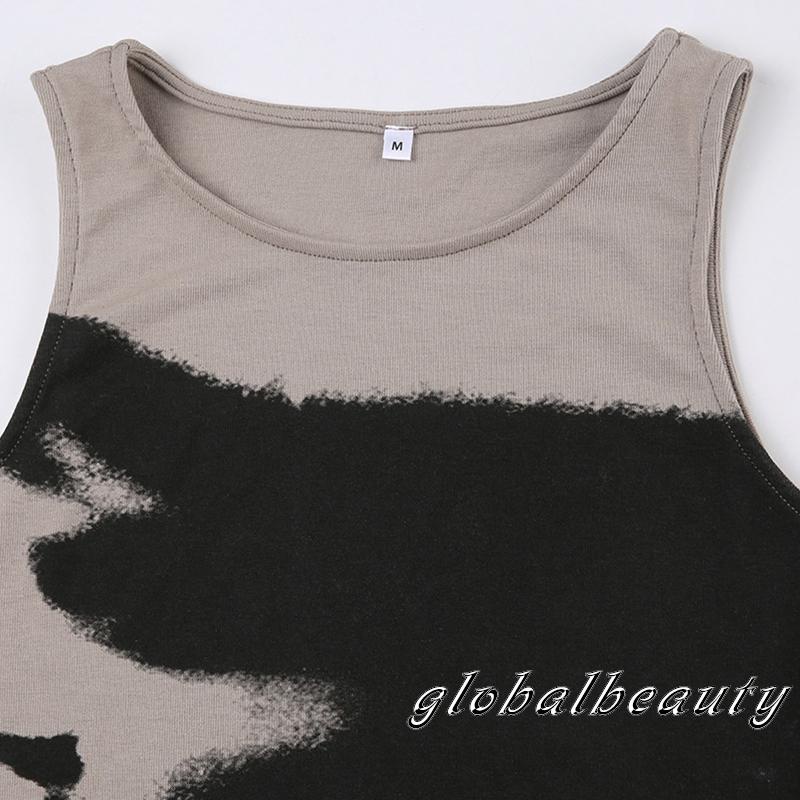 Áo Croptop Không Tay In Họa Tiết Chân Dung Trừu Tượng Thời Trang Mùa Hè Cho Nữ