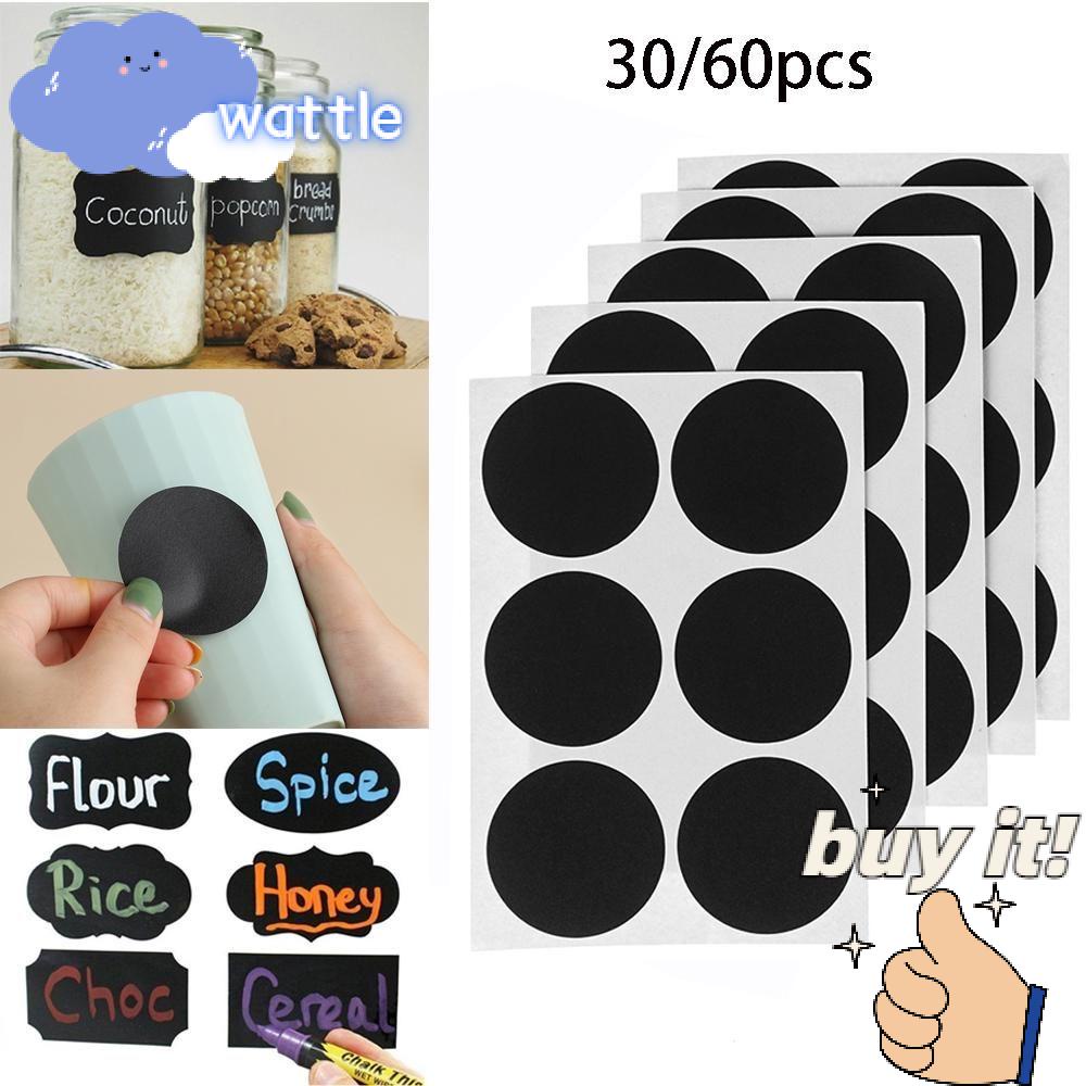 WATTLE Set 30 / 60 Miếng Nhãn Tròn Ghi Tên Màu Đen