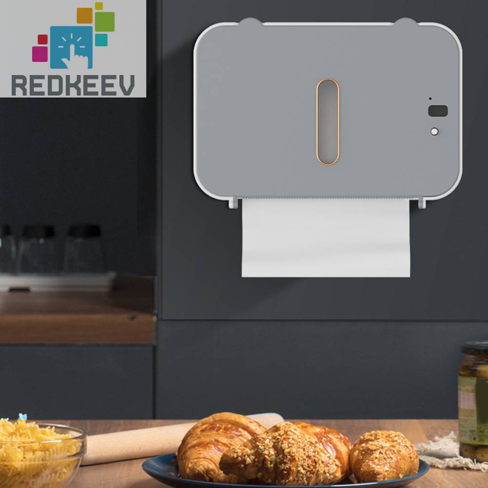 Hộp Đựng Giấy Cuộn Cảm Biến Thông Minh Gắn Tường Kèm Sạc USB Tiện Dụng Cho Nhà Tắm