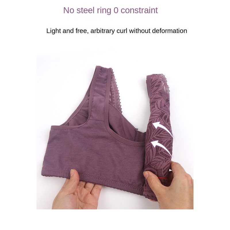 Áo Ngực cotton Mềm Khóa Kéo Trước size Lớn 36-52 Cho Phụ Nữ Trung Niên
