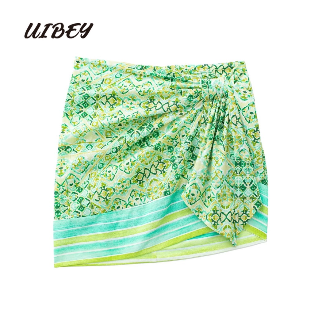 Uibey Chân Váy Lửng Eo Cao In Họa Tiết Thời Trang 8913