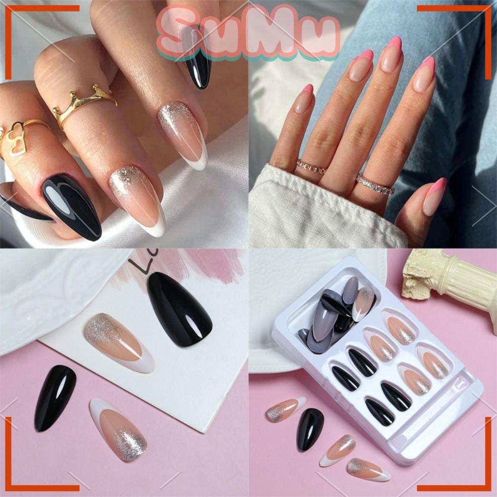 SUMU Móng Tay Giả Đầu Nhọn Có Thể Tháo Rời Độ Dài Vừa Che Phủ Cao Cho Nữ