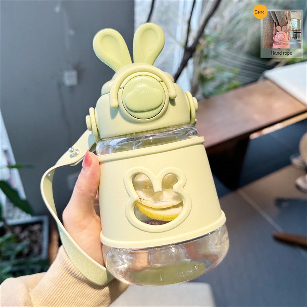 Bình Nước Nhựa Chịu Nhiệt Cao Có Tay Cầm Và Ống Hút Thời Trang Cho Bé Gái