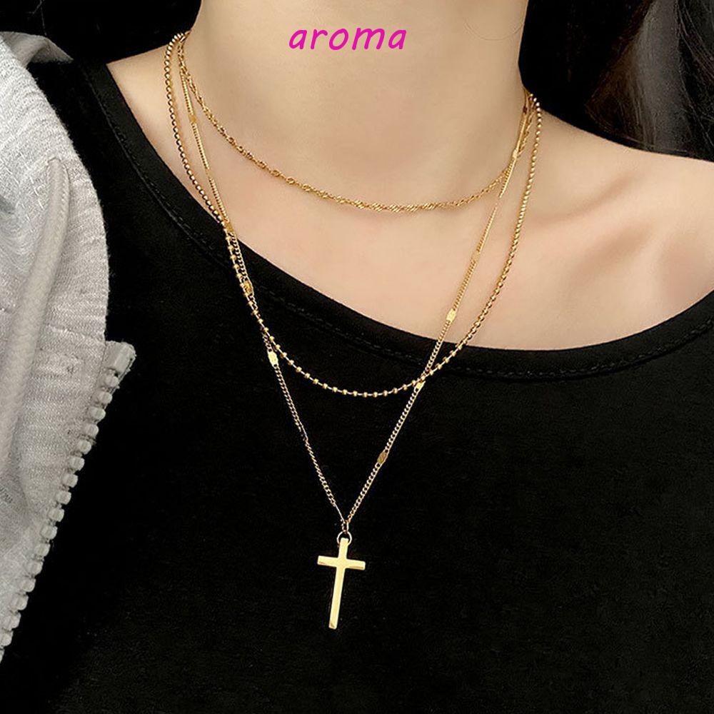 AROMA Vòng cổ Ba Lớp Đính Hạt Phong Cách Cổ Điển Cho Nam Và Nữ