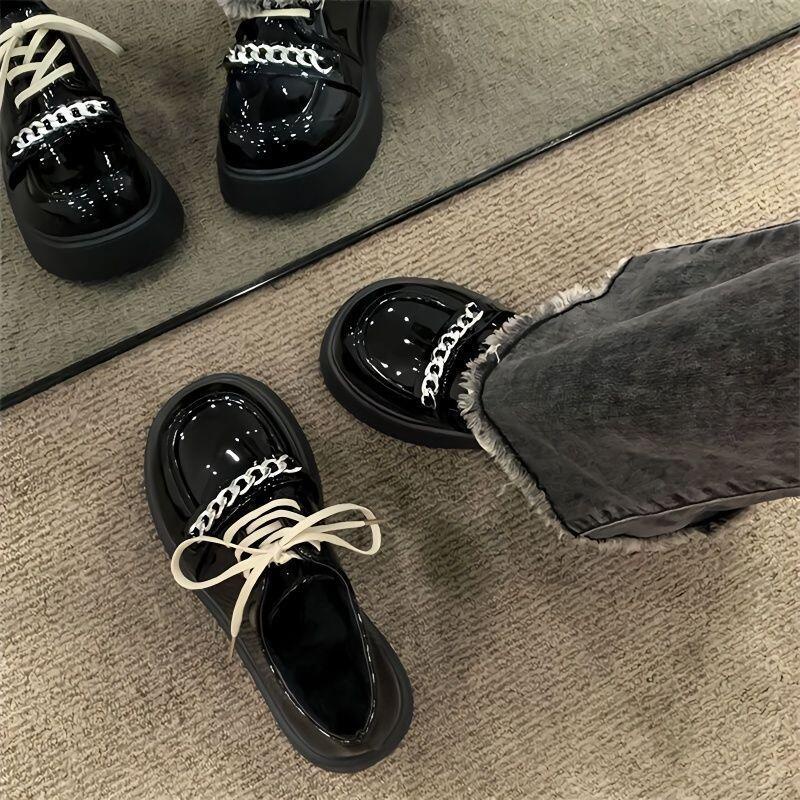 OPAL Mary jane Giày nữ Giày Da Đế Dày Thời Trang Retro Anh Quốc 2023 Dành Cho Nữ