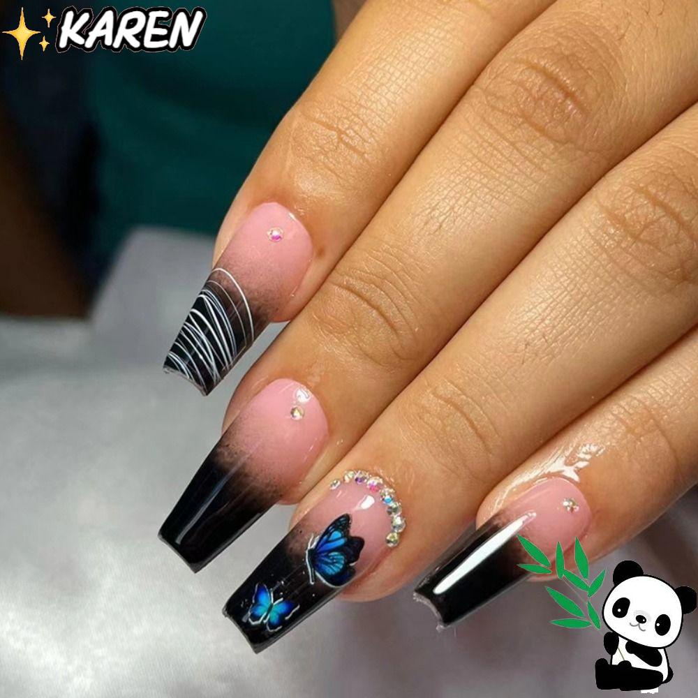 KAREN Bộ 24 Móng Tay Giả Che Phủ Toàn Diện Chất Lượng Cao