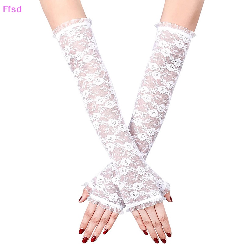 1 Đôi Găng Tay Lưới Ren Mỏng Hở Ngón Chống Nắng Đi Xe Đạp Quyến Rũ