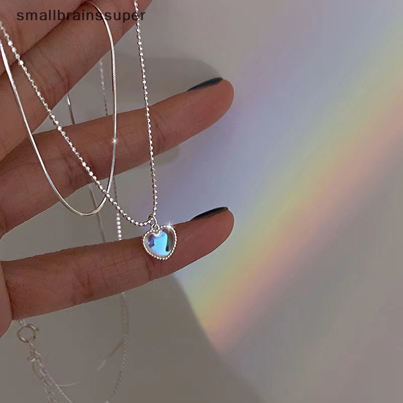 Vòng cổ Hai Lớp Mặt Hình Trái Tim Đính Hạt Đậu May Mắn Phong Cách Hàn Quốc Cho Nữ SBS