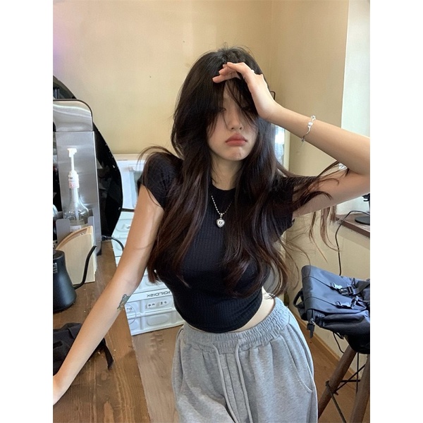 Áo Thun Tay Ngắn Dáng Ôm Hở Lưng Phối Dây Rút Thời Trang Mùa Hè Quyến Rũ Cho Nữ