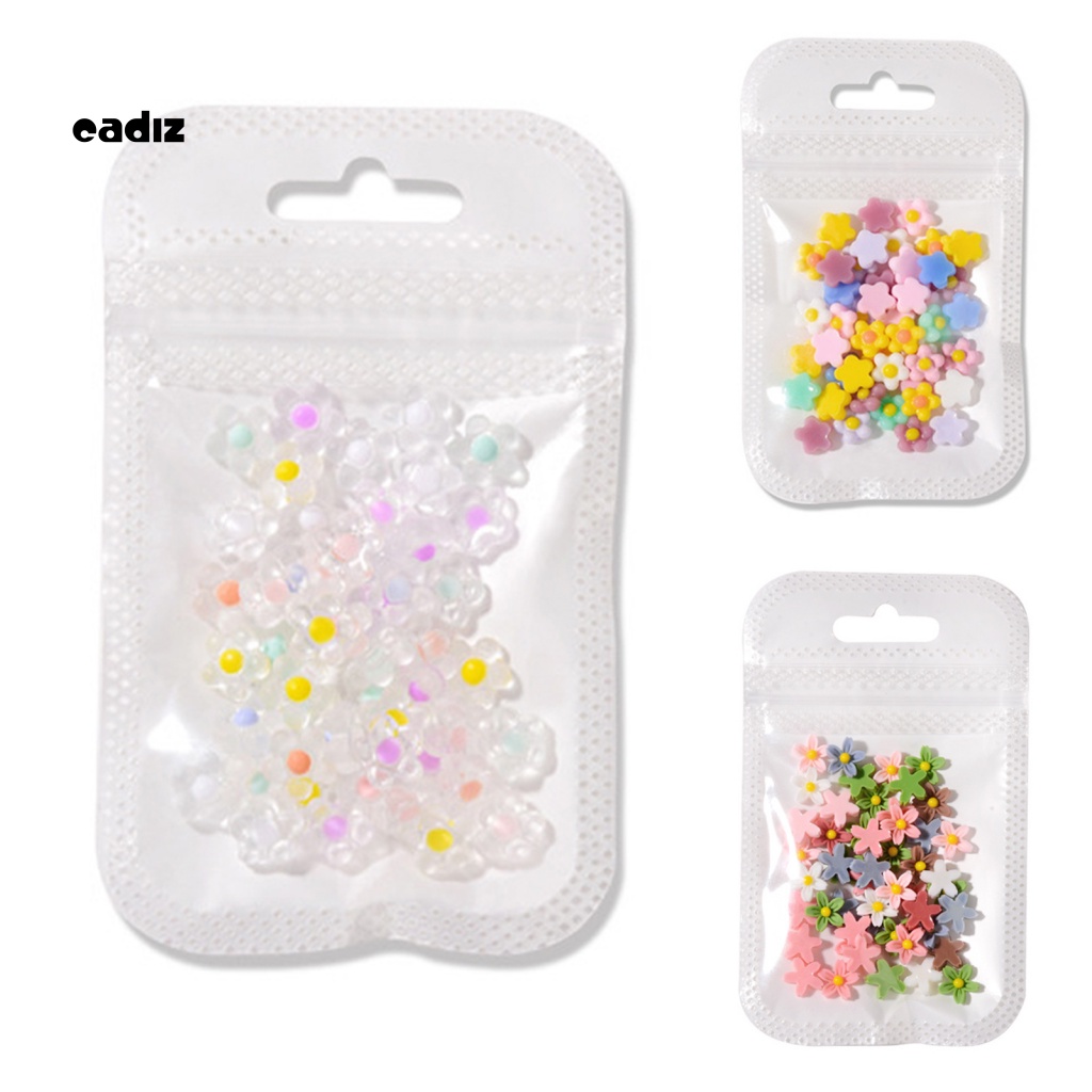 Bộ 50 Phụ Kiện Trang Trí Móng Tay Hình Bông Hoa 3D Bằng Nhựa Resin Màu Sắc Tươi Sáng Chống Thấm Nước Dành Cho Nữ