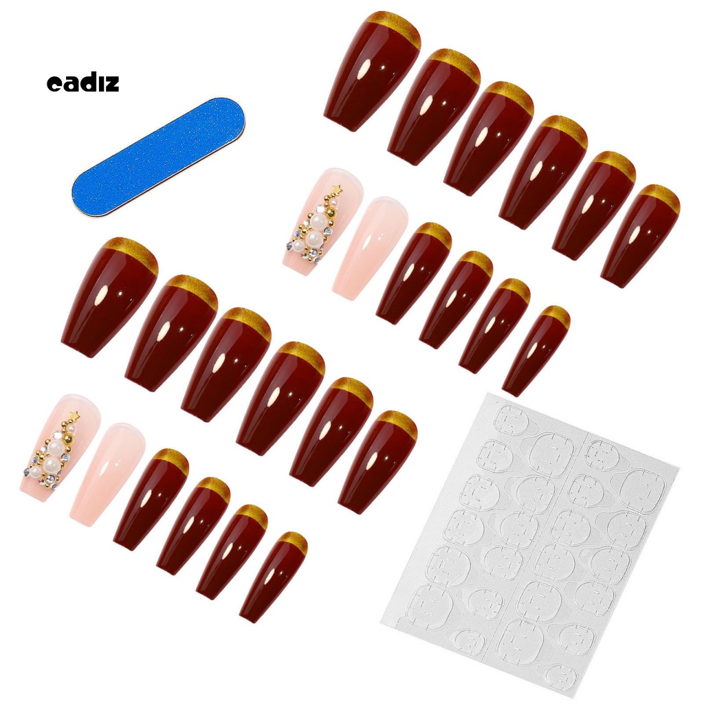 1 Bộ Móng Tay Giả Siêu Mỏng Đính Ngọc Trai Không Gây Hại Cho Trang Trí Móng Tay