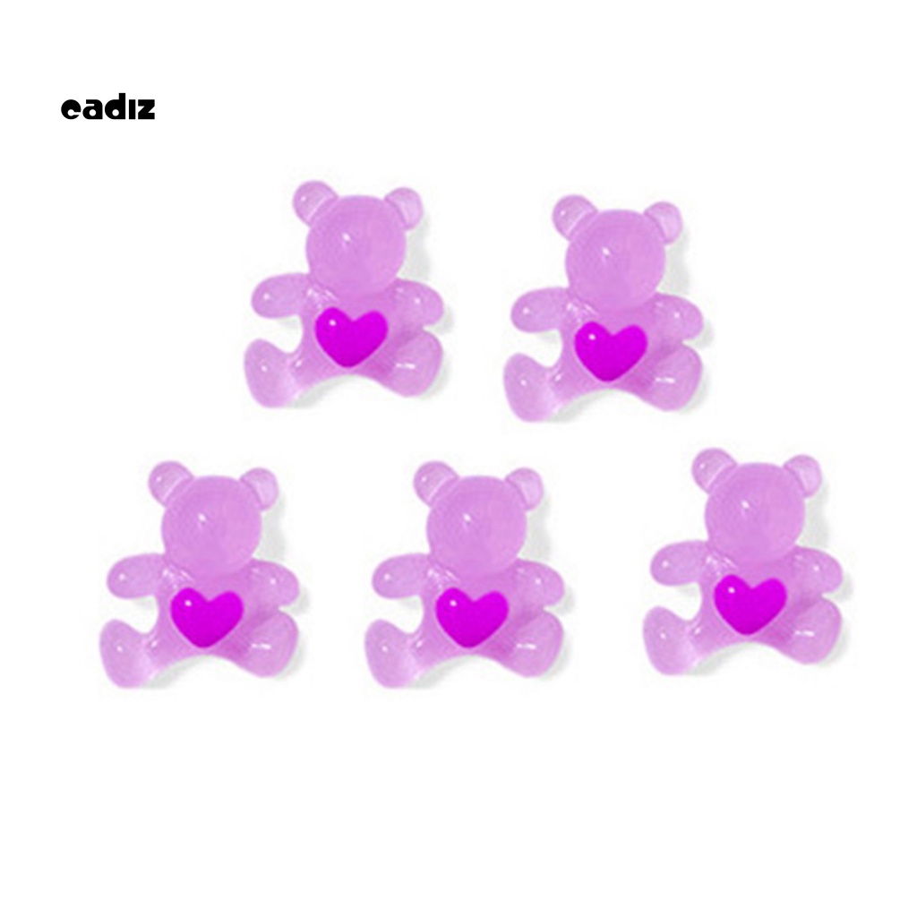 Bộ 5 Phụ Kiện Trang Trí Móng Tay Hình Gấu 3D DIY Dễ Phối Đồ