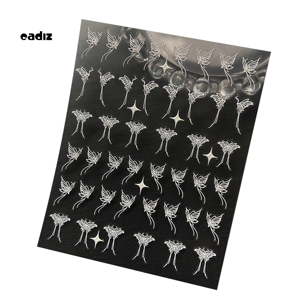 Miếng Dán Trang Trí Móng Tay Chống Rơi Hình Bướm Màu Trắng Đen Mini DIY