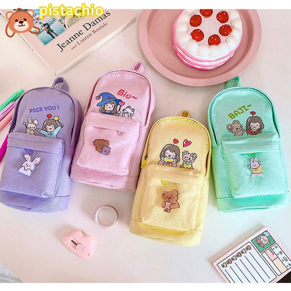 PISTA Túi Đựng Bút Vải Canvas Sức Chứa Lớn Tiện Dụng