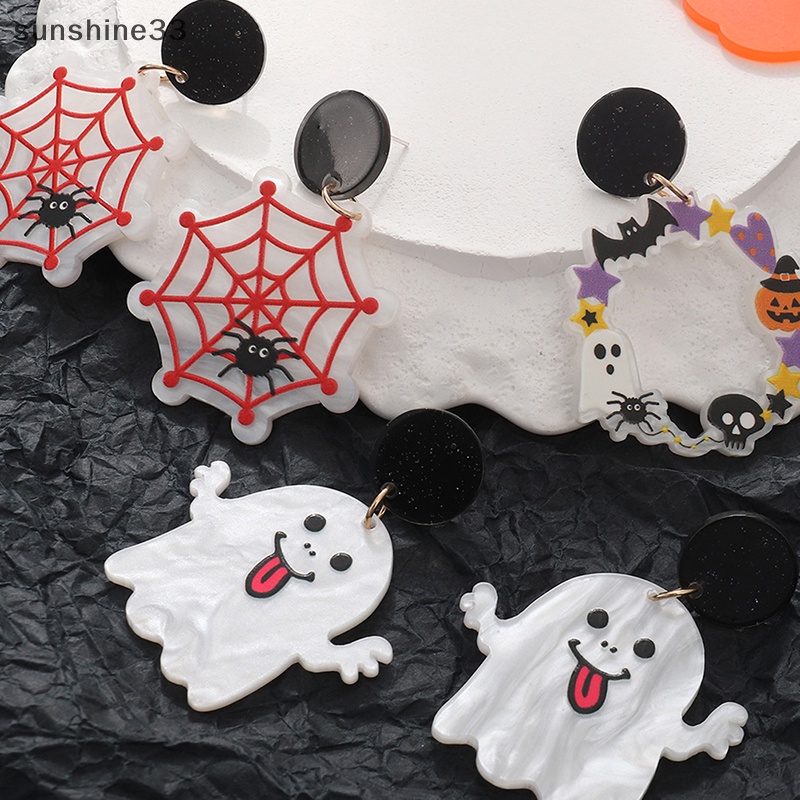 1 Cặp Bông Tai Acrylic In Họa Tiết Halloween Thời Trang Cho Nữ