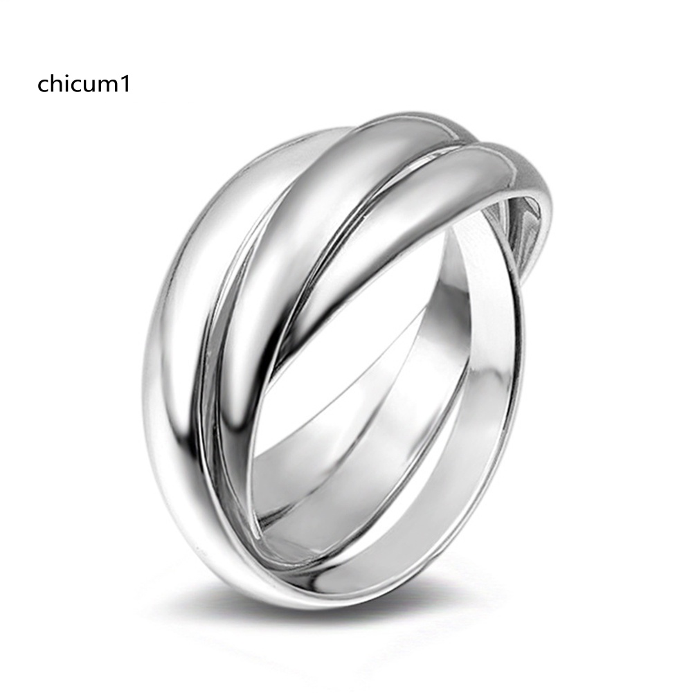 Nhẫn Cưới 3 Vòng Sáng Tạo Trơn Mịn Cho Nữ