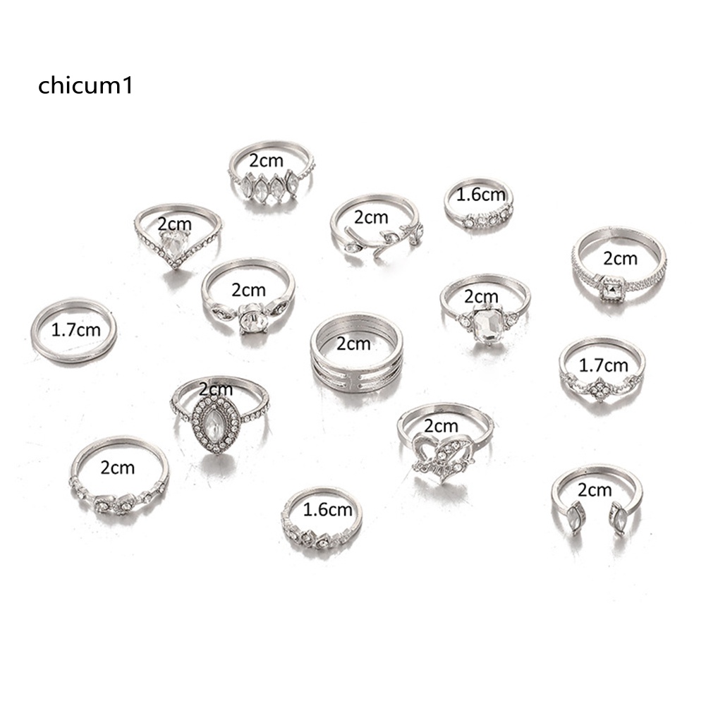 Set 15 Nhẫn Đính Đá Phong Cách Bohemian Dành Cho Nữ