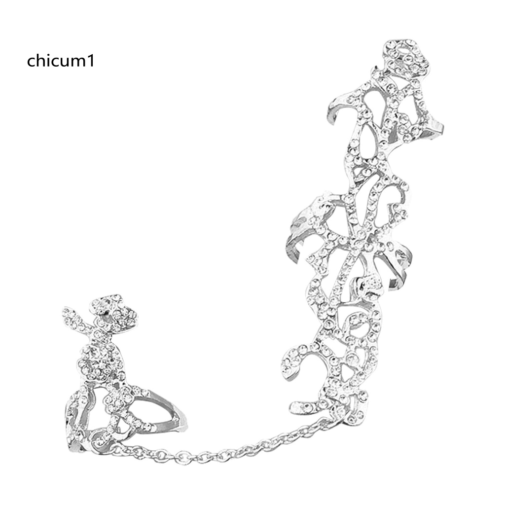 Nhẫn Đeo Khớp Ngón Tay Hợp Kim Đính Đá Hình Hoa Hồng Có Thể Điều Chỉnh Kích Thước