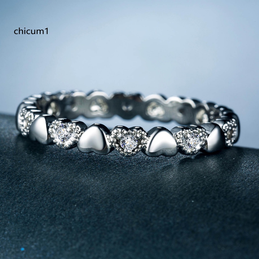 Nhẫn Đính Đá Zircon Hình Trái Tim Ngọt Ngào Thời Trang Cho Nữ