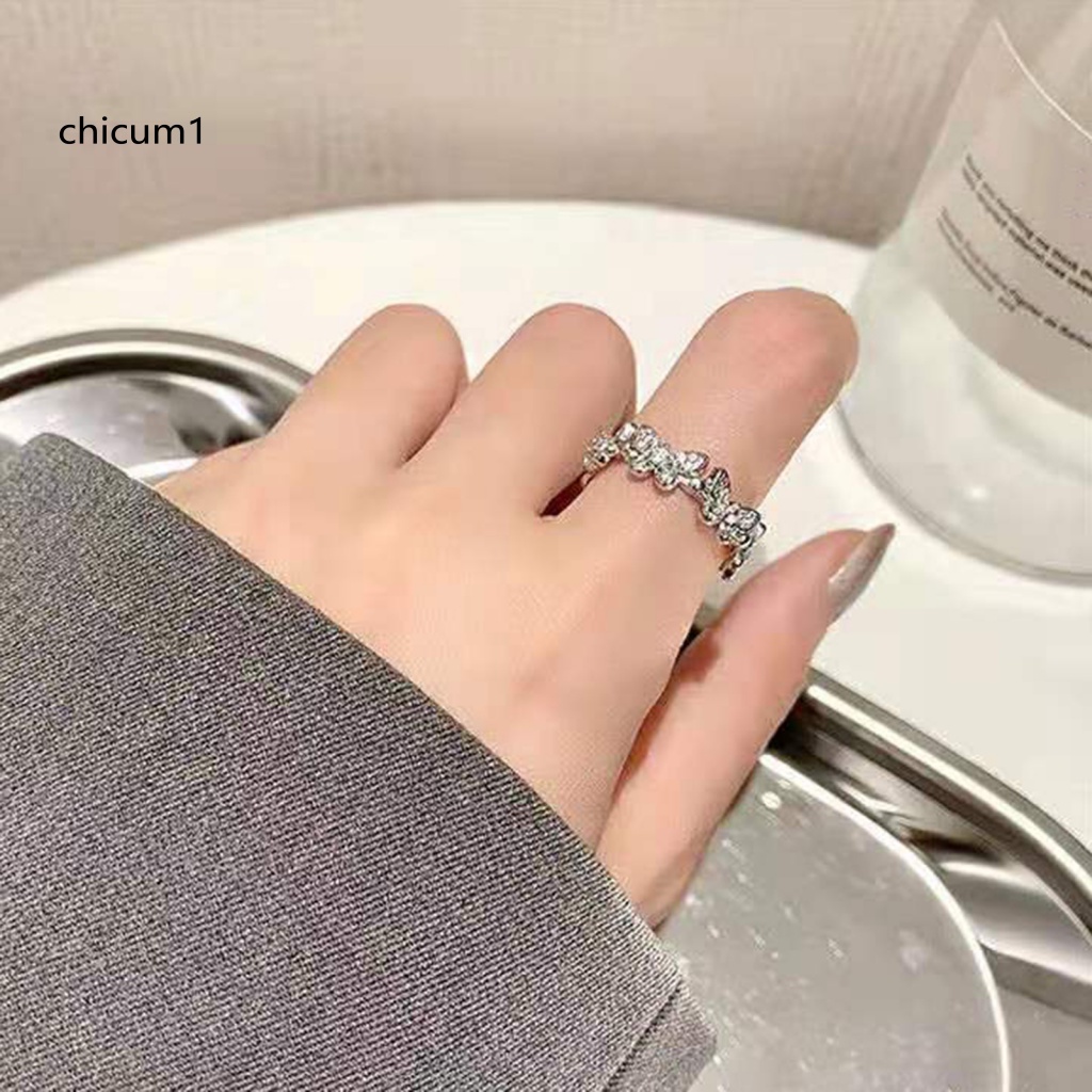 Nhẫn Đính Hôn Dạng Mở Hình Bướm Có Thể Điều Chỉnh Phong Cách Hàn Quốc