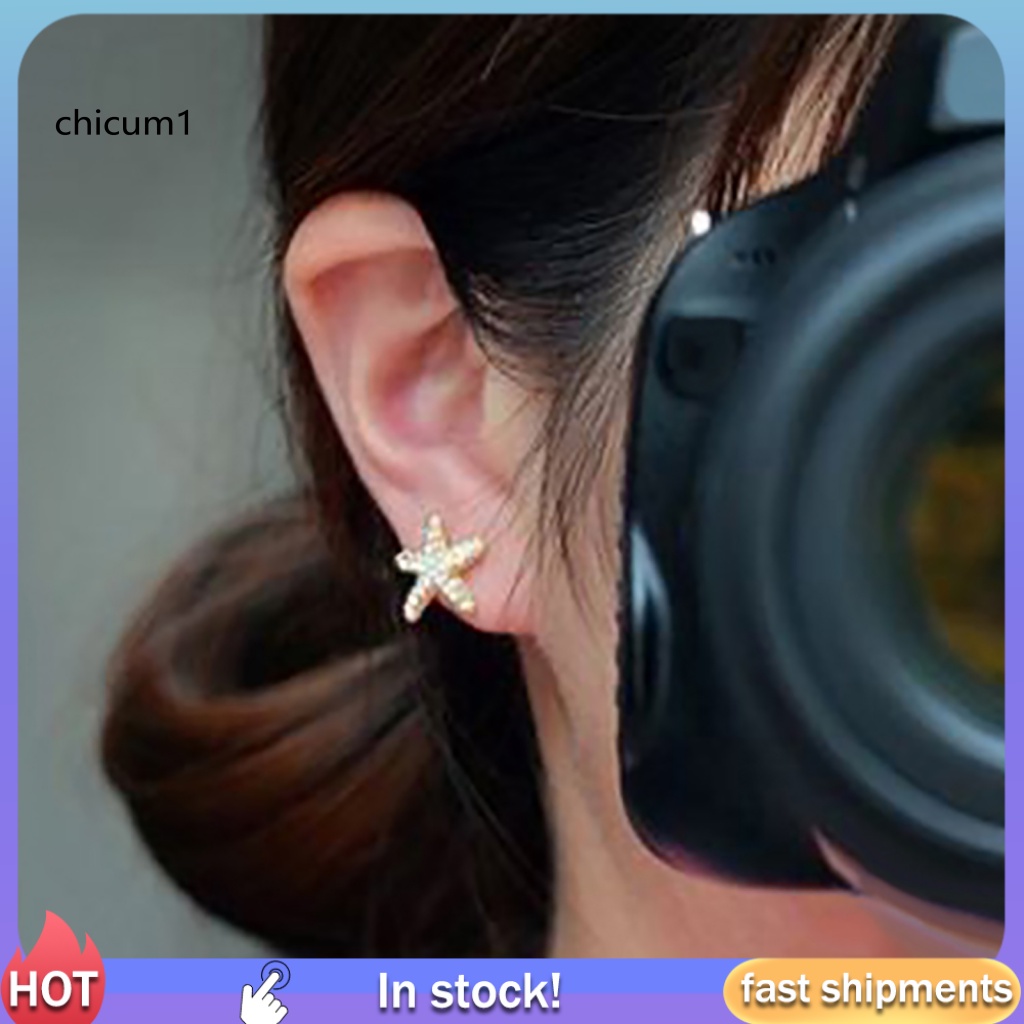 1 Khuyên Kẹp Vành Tai Hình Sao Biển Đính Đá Thời Trang