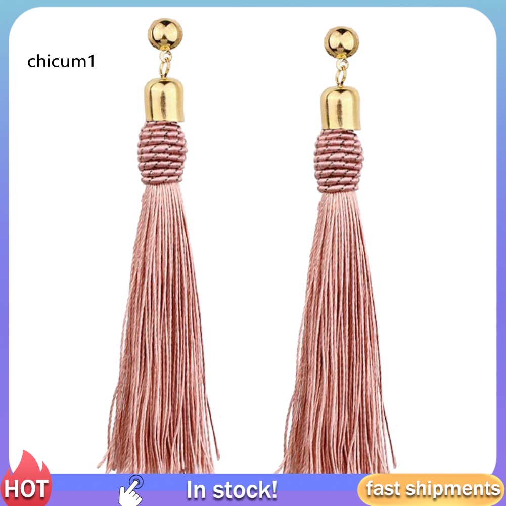 Bông Tai Dạng Dây Tua Dài Phong Cách Bohemia Cho Cô Dâu