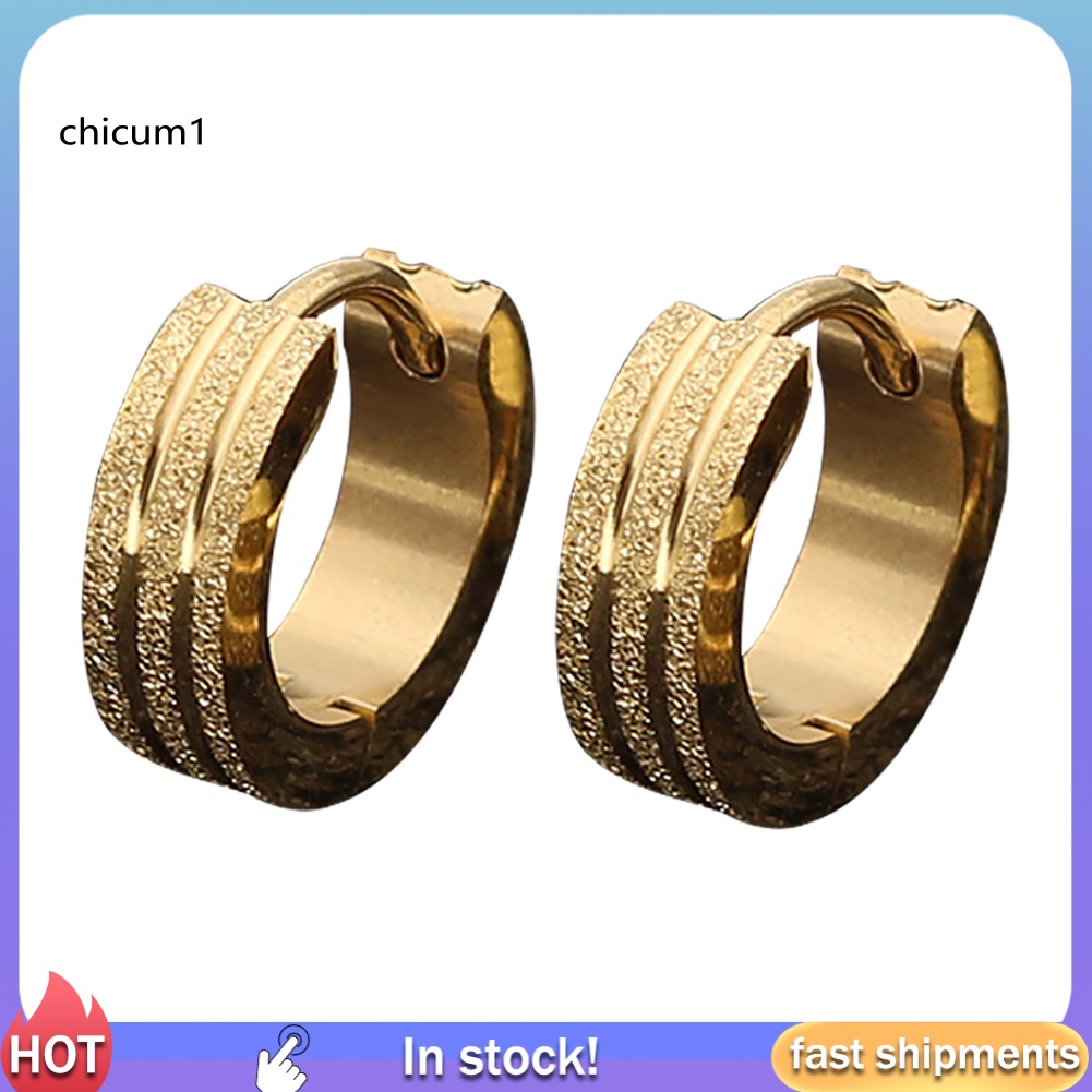 Khuyên Tai Tròn Phẳng Bằng Thép Không Gỉ Thời Trang Unisex