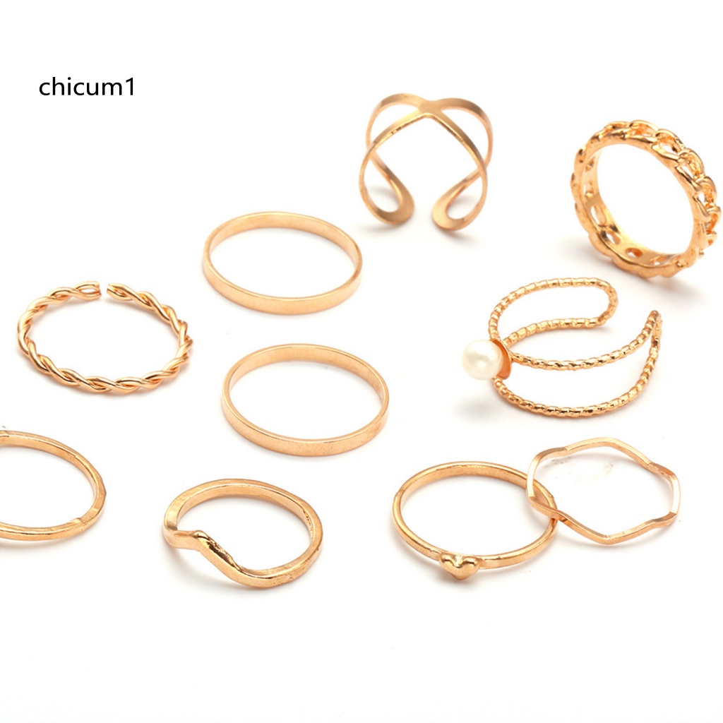 Set 10 Nhẫn Đeo Khớp Ngón Tay Phong Cách Vintage Cho Nữ