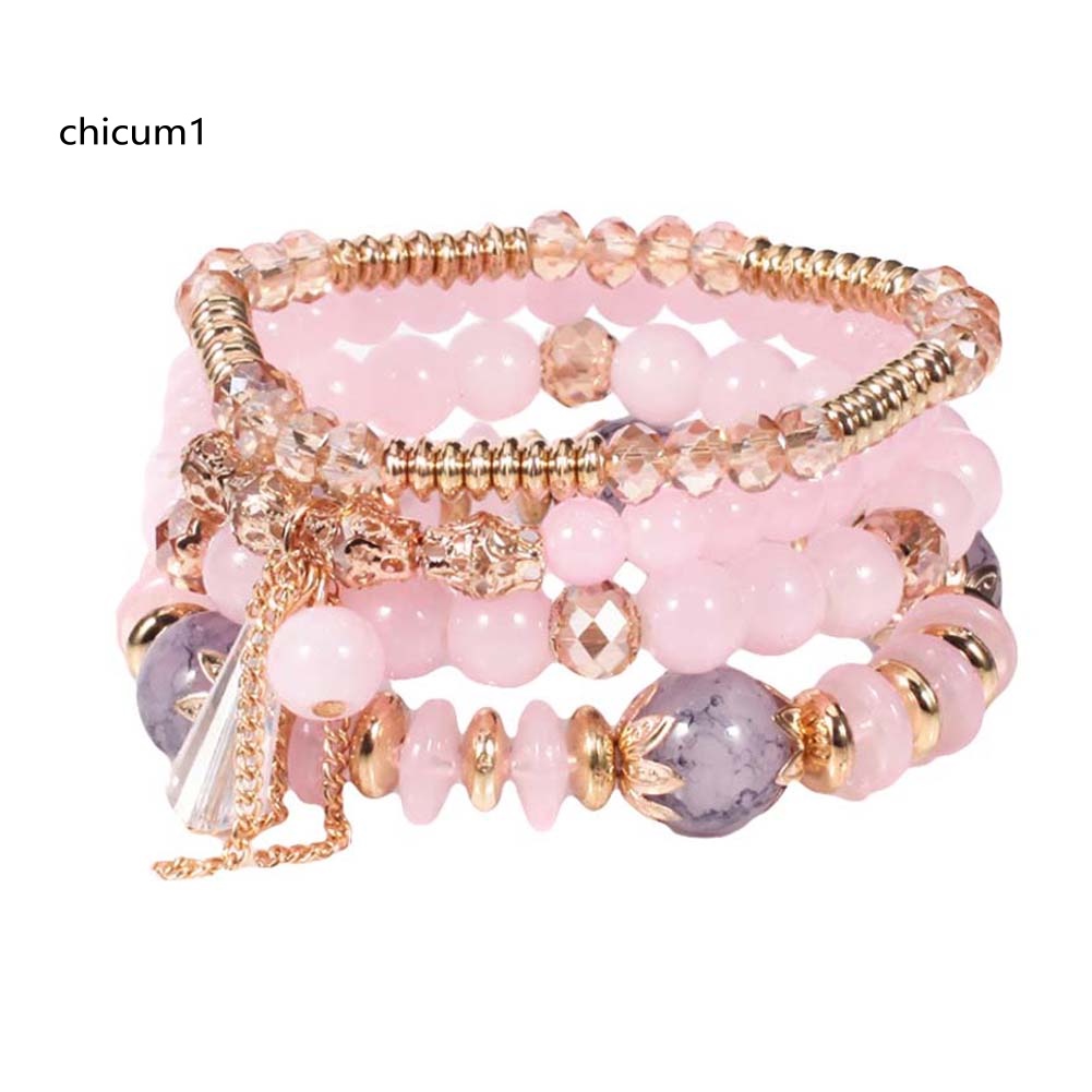 Set 4 Vòng Tay Chuỗi Hạt Phong Cách Boho