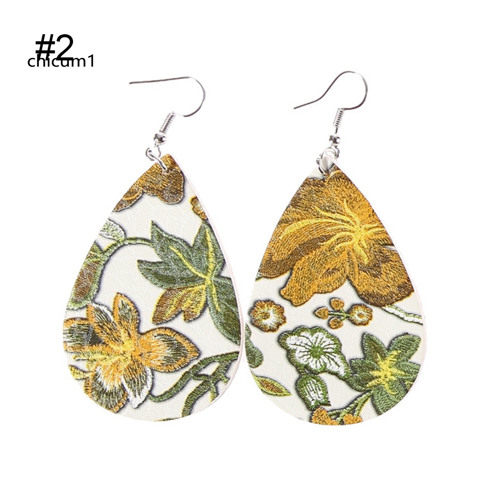 Bông Tai Kiểu Móc Hình Giọt Nước Bằng Da Giả Cho Nữ