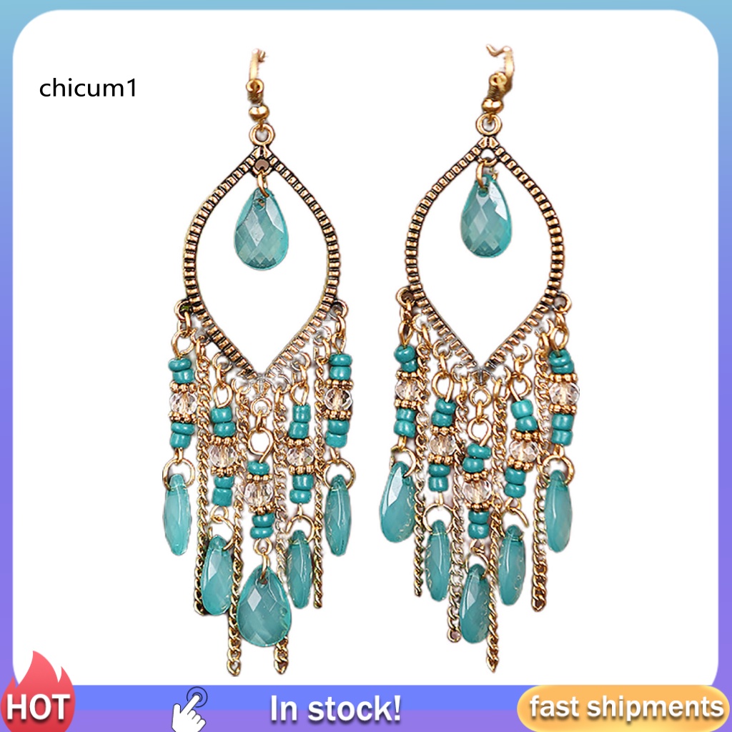 1 Đôi Bông Tai Hình Thác Nước Siêu Dài Phong Cách Bohemia Dành Cho Nữ