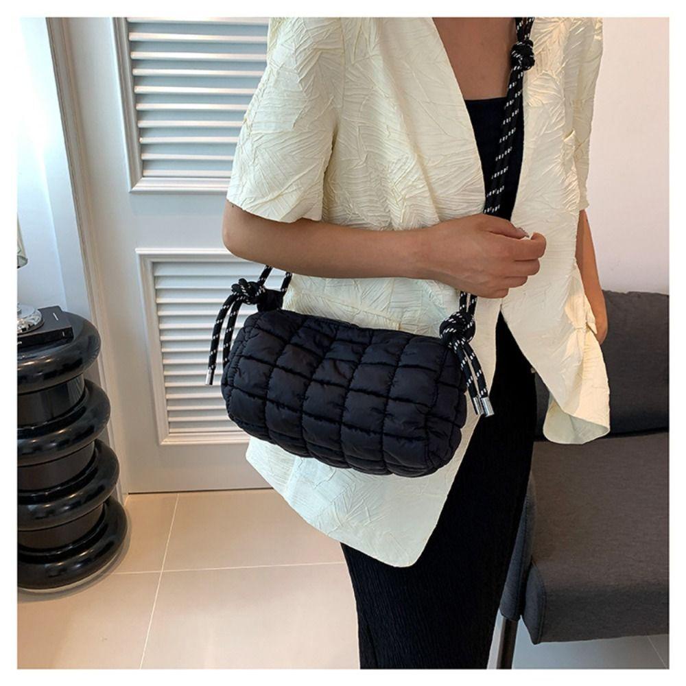 OSIER1 Túi Đeo Vai / Xách Tay Bằng Cotton Gọn Nhẹ Họa Tiết Kẻ Sọc Màu Trơn Có Đệm Cotton Giữ Ấm Cho Nữ