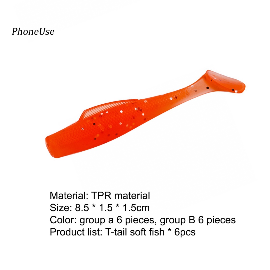 Set 6 Mồi Giả Nhử Cá Bằng PU 85cm 5g Gắn Kèm Móc Câu Chữ T