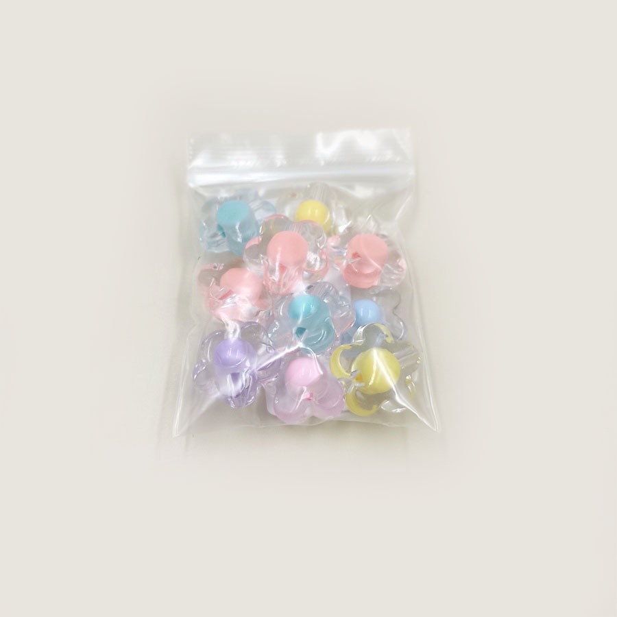 Bộ 10 Hạt Nhựa Acrylic Trong Suốt Hai Lớp Hình Hoa 17mm Dùng Làm Trang Sức DIY
