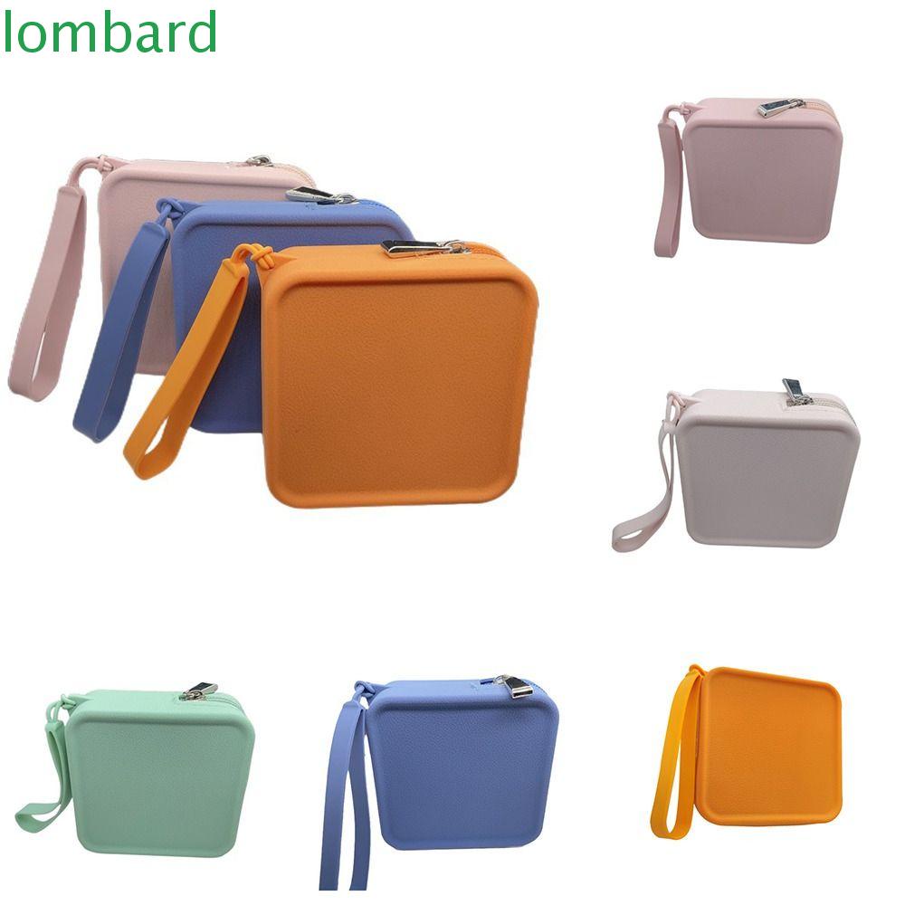 LOMBARD Túi Đựng Khăn Giấy / Tiền Xu Bằng Silicone Hình Vuông Mini Màu Trơn Cho Nữ