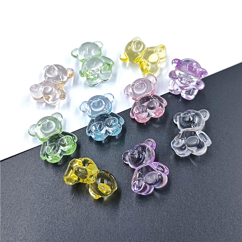 Set 10 Hạt Acrylic Trong Suốt Hình Gấu / Thỏ Làm Trang Sức DIY