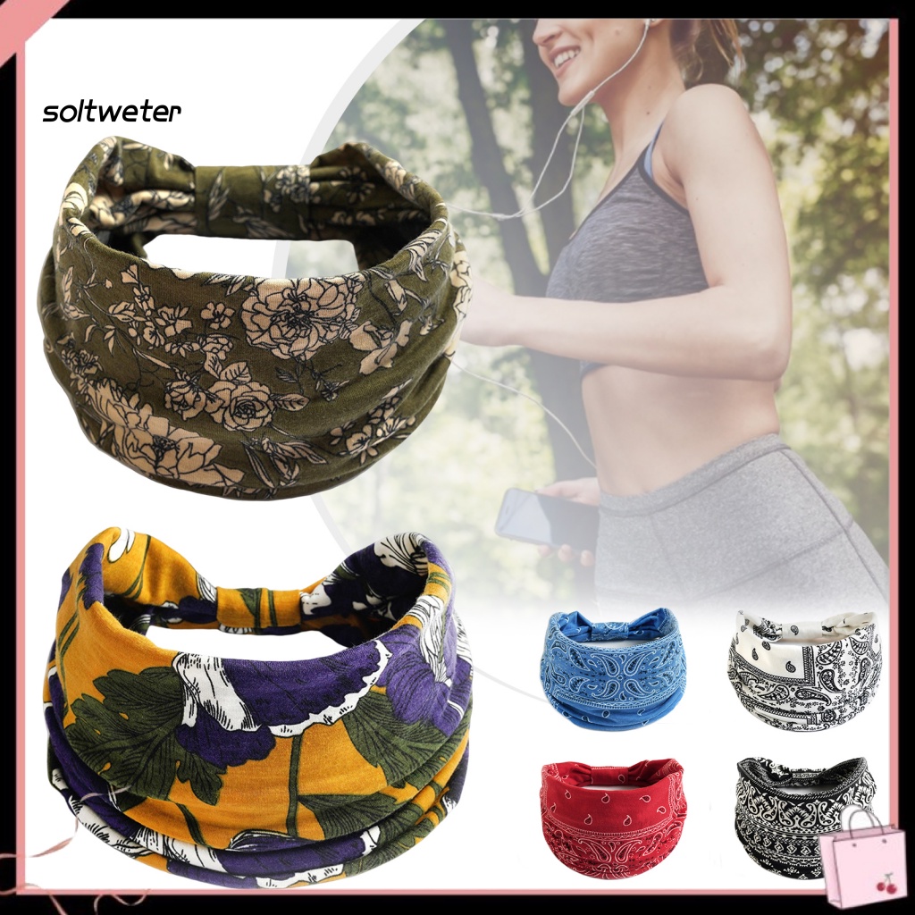 Băng Đô Co Giãn Thấm Hút Mồ Hôi In Họa Tiết Phong Cách Bohemian Thời Trang Cho Nữ Tập Yoga