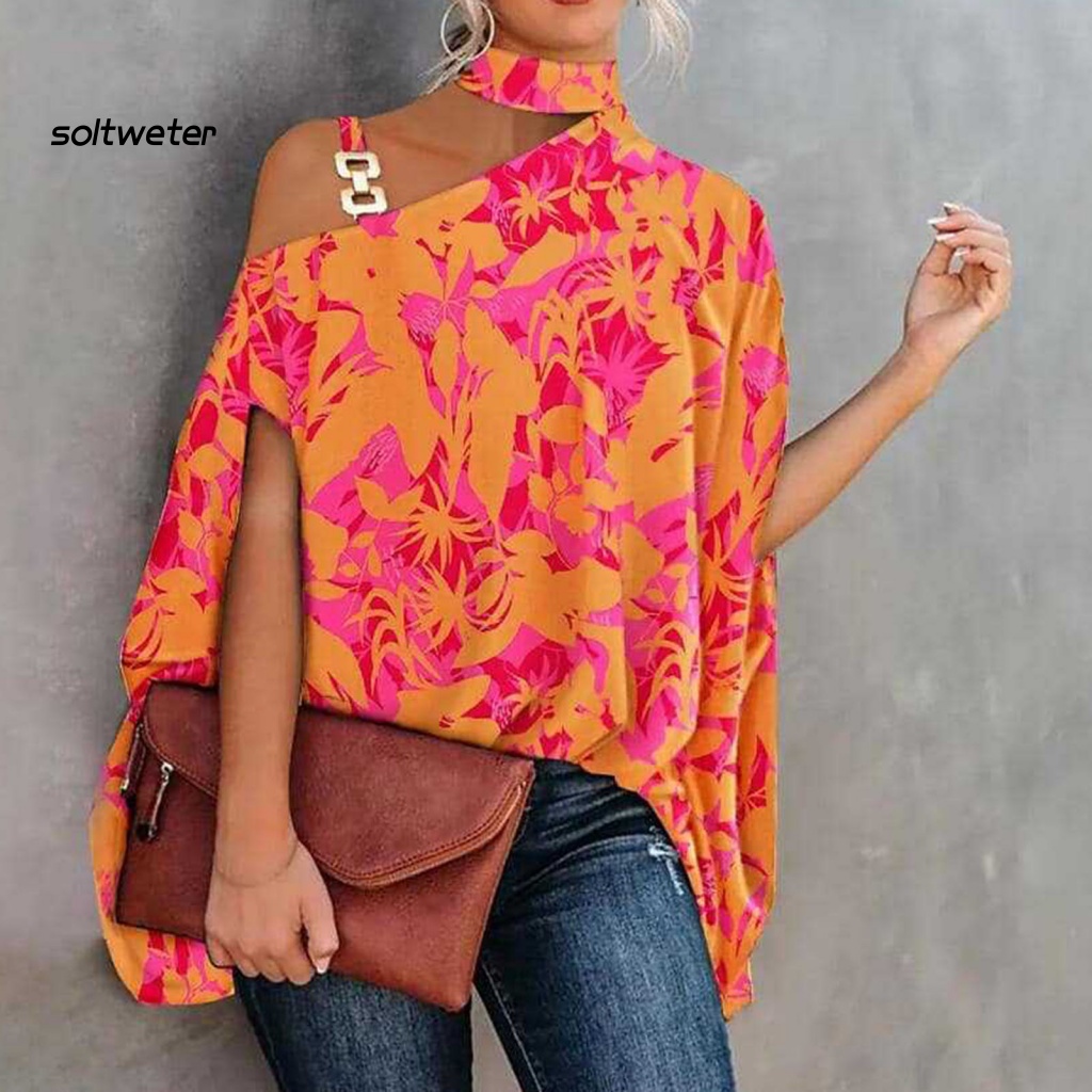 Áo Thun Lệch Vai Dáng Rộng Thời Trang Mùa Thu Cho Nữ